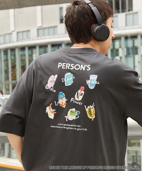 PERSON'S（パーソンズ）の「PERSON'S/パーソンズ 別注 グラフィックデザインプリント 刺繍 半袖Tシャツ（Tシャツ/カットソー・レディース・スミクロ/ホワイト/ブラック系/オフホワイト・L/M）」の3枚目の写真