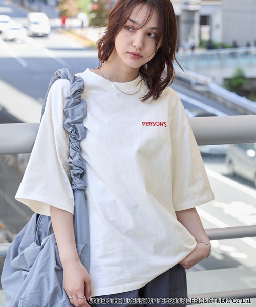 美品 MONOGRAPHIE 変形シャツ PERSON'S/パーソンズ 別注 グラフィックデザインプリント 刺繍