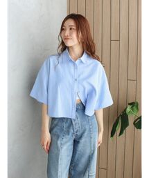 Ungrid | サッカーストライプハーフスリーブショートシャツ(シャツ/ブラウス)