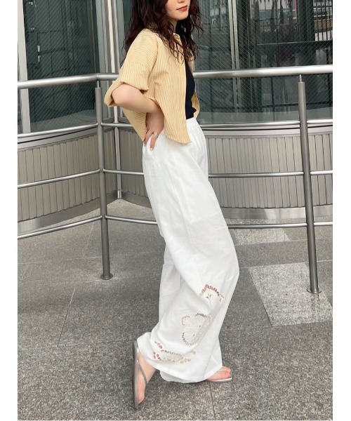 Ungrid（アングリッド）の「サッカーストライプハーフスリーブショートシャツ（シャツ/ブラウス・レディース・ブルー/オフホワイト/イエロー・FREE）」の3枚目の写真