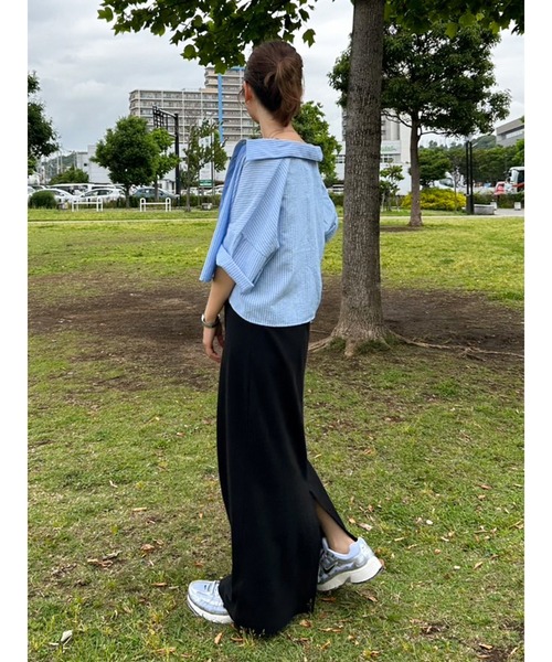 Ungrid（アングリッド）の「サッカーストライプハーフスリーブショートシャツ（シャツ/ブラウス・レディース・ブルー/オフホワイト/イエロー・FREE）」の18枚目の写真