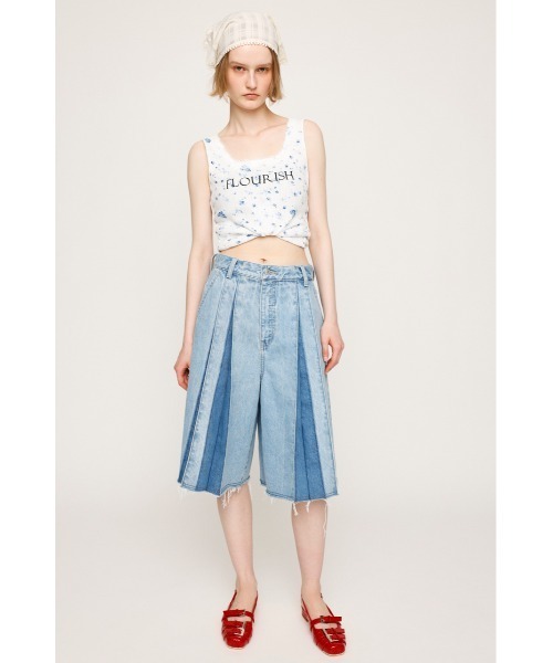 SLY（スライ）の「FLOWER PRINT T/T フラワープリント タンクトップ 夏服（タンクトップ・レディース・ライトブルー/ホワイト・FREE）」の3枚目の写真