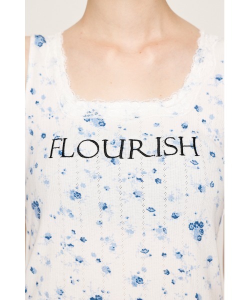SLY（スライ）の「FLOWER PRINT T/T フラワープリント タンクトップ 夏服（タンクトップ・レディース・ライトブルー/ホワイト・FREE）」の4枚目の写真