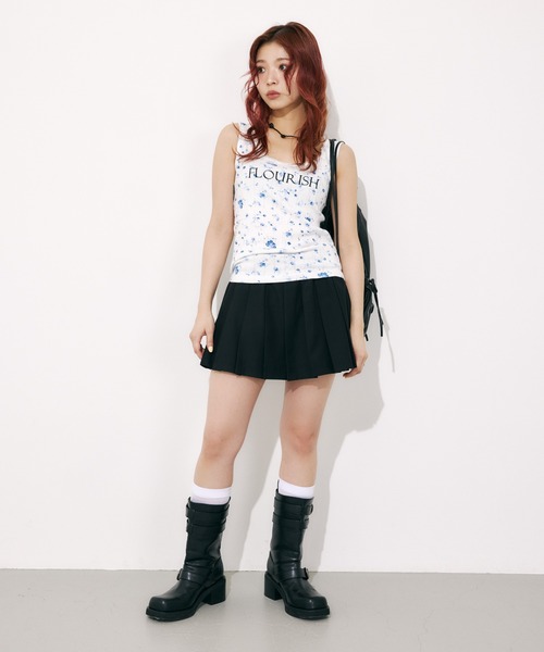 SLY（スライ）の「FLOWER PRINT T/T フラワープリント タンクトップ 夏服（タンクトップ・レディース・ライトブルー/ホワイト・FREE）」の8枚目の写真