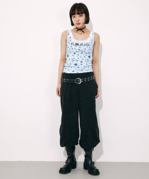 SLY（スライ）の「FLOWER PRINT T/T フラワープリント タンクトップ 夏服（タンクトップ・レディース・ライトブルー/ホワイト・FREE）」の9枚目の写真