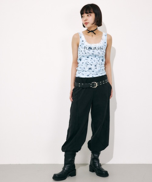 SLY（スライ）の「FLOWER PRINT T/T フラワープリント タンクトップ 夏服（タンクトップ・レディース・ライトブルー/ホワイト・FREE）」の10枚目の写真