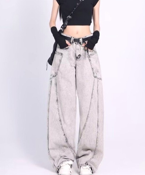 CANVAS+(キャンバスプラス)の「【CANVAS+】サイドポケットバレルーズデニムパンツ(デニムパンツ・レディース・グレー・L/M/S)」の7枚目の写真