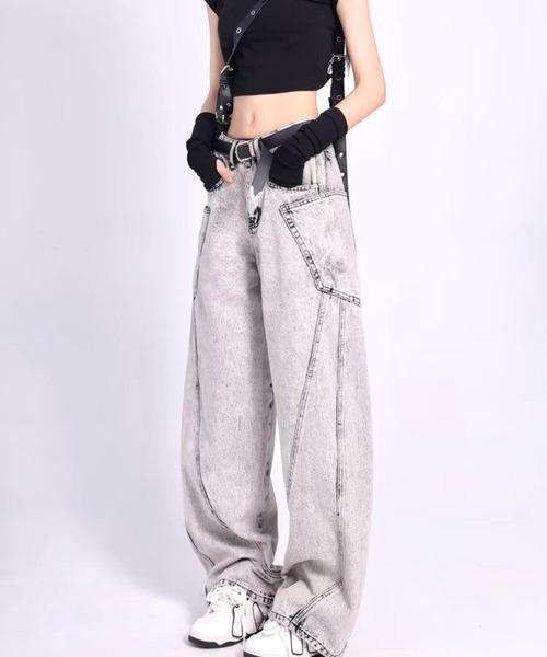CANVAS+(キャンバスプラス)の「【CANVAS+】サイドポケットバレルーズデニムパンツ(デニムパンツ・レディース・グレー・L/M/S)」の8枚目の写真