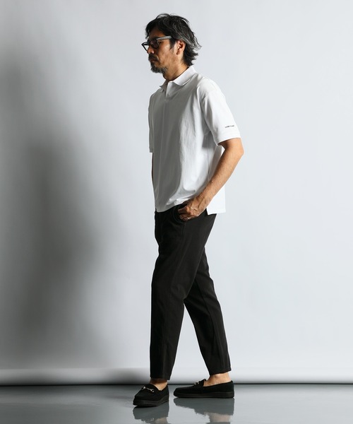 The DUFFER of ST.GEORGE（ザダファーオブセントジョージ）の「「AIR FLEX」MOSS STITCH SKIPPER POLO：高収縮機能素材「エアフレックス」鹿の子編み スキッパーポロシャツ（ポロシャツ・メンズ・ネイビー/ライトグレー/ホワイト・X-LARGE/LARGE/MEDIUM）」の5枚目の写真