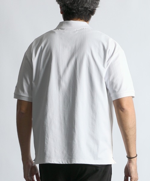 The DUFFER of ST.GEORGE（ザダファーオブセントジョージ）の「「AIR FLEX」MOSS STITCH SKIPPER POLO：高収縮機能素材「エアフレックス」鹿の子編み スキッパーポロシャツ（ポロシャツ・メンズ・ネイビー/ライトグレー/ホワイト・X-LARGE/LARGE/MEDIUM）」の11枚目の写真