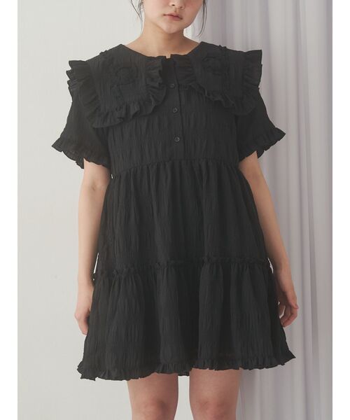 merry jenny（メリージェニー）の「くるくるフリルカラーミニワンピース（ワンピース・レディース・ブラック/オフホワイト・FREE）」の2枚目の写真