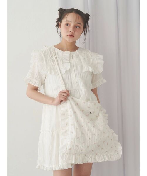 merry jenny（メリージェニー）の「くるくるフリルカラーミニワンピース（ワンピース・レディース・ブラック/オフホワイト・FREE）」の10枚目の写真