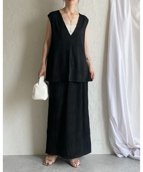 【the closet】“エンゼルフィッシュ”ロングスカート She's Closet スカート 前後2WAY ハイウエストニットタイト