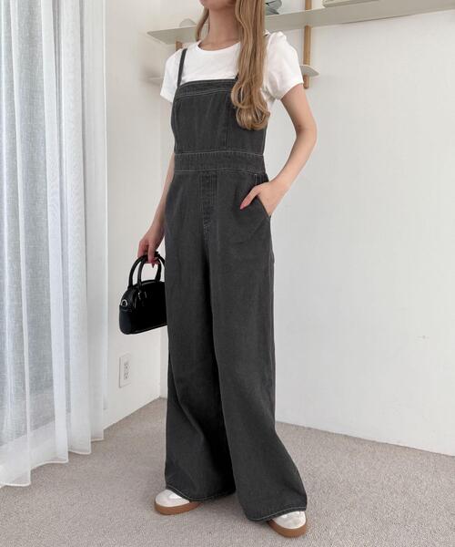 WEGO（ウィゴー）の「WEGO/デニムサロペット（サロペット/オーバーオール・レディース・コバルトブルー/ブラック・FREE）」の2枚目の写真