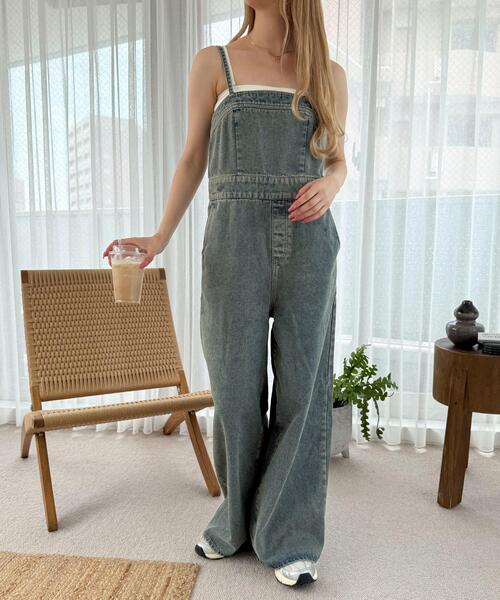 WEGO（ウィゴー）の「WEGO/デニムサロペット（サロペット/オーバーオール・レディース・コバルトブルー/ブラック・FREE）」の15枚目の写真