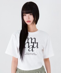 A'GEM/9 × .kom『muah muah/ムーアムーア』Cropped Half T-Shirt/ピグメント クロップハーフ Tシャツ