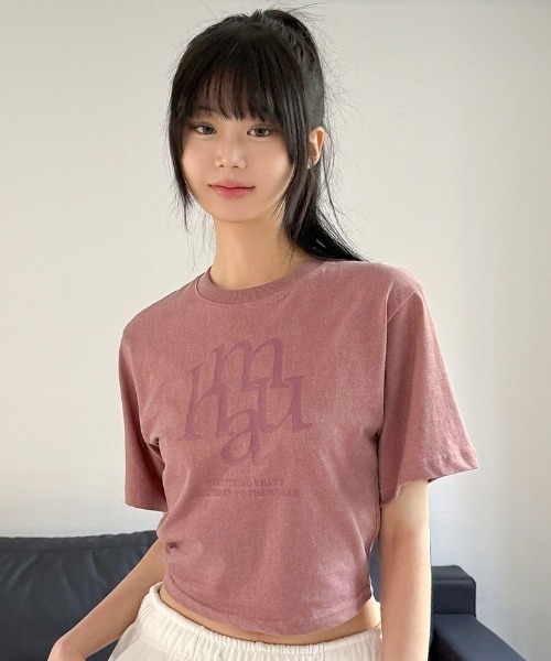 ●muahmuah● ステッチ ライン クロップ フード Tシャツ ステッチ ライン クロップ フーディ [スリーカラー] - muahmuah