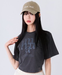 A'GEM/9 × .kom『muah muah/ムーアムーア』Cropped Half T-Shirt/ピグメント クロップハーフ Tシャツ