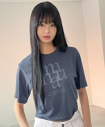 A'GEM/9 × .kom『muah muah/ムーアムーア』Cropped Half T-Shirt/ピグメント クロップハーフ Tシャツ