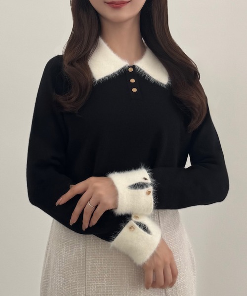 sheller シェリエ ポロニット ニットトップス　ニット　セーター　Tシャツ sheller ポロニットトップス