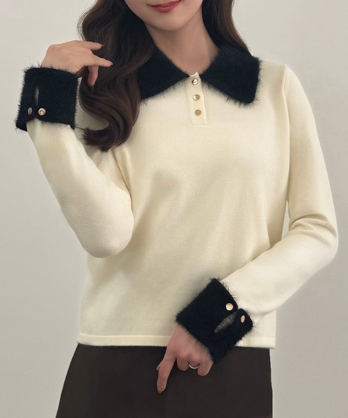 セール】シャギーポロネックニットトップス（ニット/セーター）｜CENEA