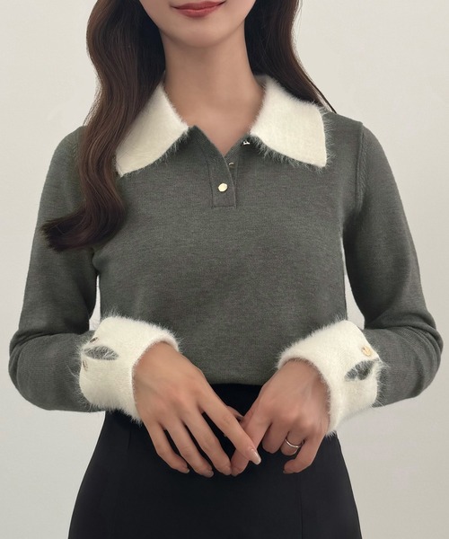 ラグジュアリーシャギートップス セール】シャギーポロネックニットトップス（ニット/セーター）｜CENEA