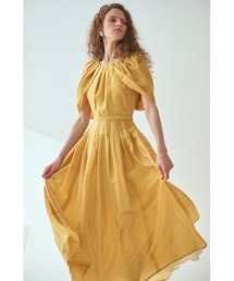 Estella.K エステラケー　イエロー オフショルダー ワンピース セール】Before Sunset Dress オフショルカットワークドレス