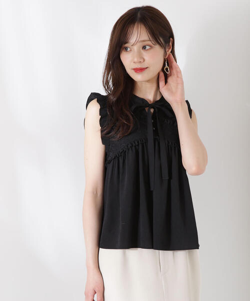 PROPORTION BODY DRESSING(プロポーションボディドレッシング)の「レースドッキングボウタイブラウス / 1215210612(シャツ/ブラウス・レディース・ブラック/ブルー/ホワイト・FREE)」の2枚目の写真