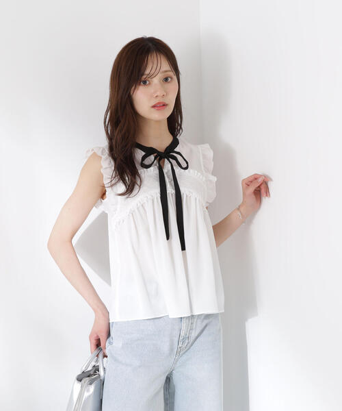 PROPORTION BODY DRESSING(プロポーションボディドレッシング)の「レースドッキングボウタイブラウス / 1215210612(シャツ/ブラウス・レディース・ブラック/ブルー/ホワイト・FREE)」の5枚目の写真