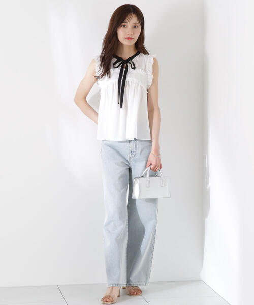 PROPORTION BODY DRESSING(プロポーションボディドレッシング)の「レースドッキングボウタイブラウス / 1215210612(シャツ/ブラウス・レディース・ブラック/ブルー/ホワイト・FREE)」の6枚目の写真