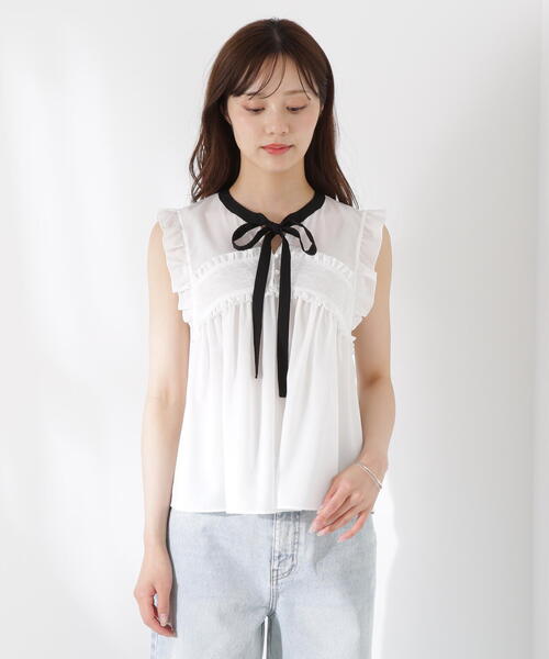 PROPORTION BODY DRESSING(プロポーションボディドレッシング)の「レースドッキングボウタイブラウス / 1215210612(シャツ/ブラウス・レディース・ブラック/ブルー/ホワイト・FREE)」の7枚目の写真