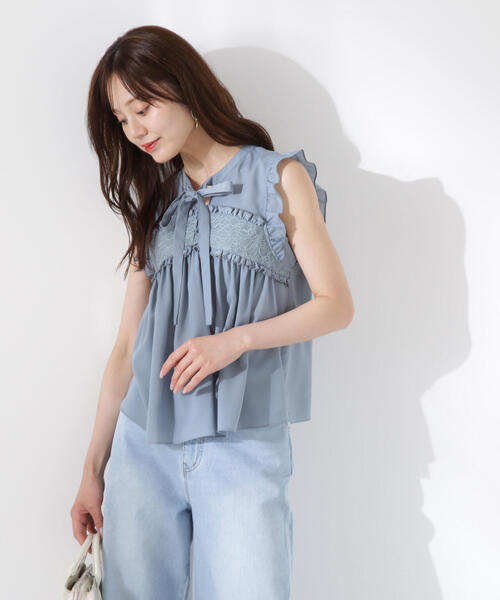 PROPORTION BODY DRESSING(プロポーションボディドレッシング)の「レースドッキングボウタイブラウス / 1215210612(シャツ/ブラウス・レディース・ブラック/ブルー/ホワイト・FREE)」の16枚目の写真