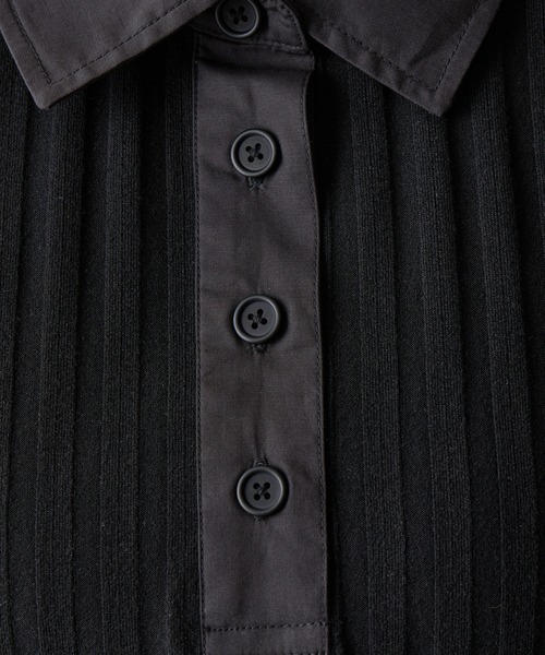 COLONY 2139（コロニートゥーワンスリーナイン）の「布帛ポロ衿リブトップス（ポロシャツ・レディース・ブラック/ホワイト/ブラウン/ピンク・FREE）」の20枚目の写真