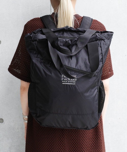 FREDRIK PACKERS（フレドリックパッカーズ）の「【FREDRIK PACKERS】70D 2WAY PACKPACK 70デニール ツーウェイ バックパック（バックパック/リュック・レディース・ブラック/カーキ・FREE）」の4枚目の写真