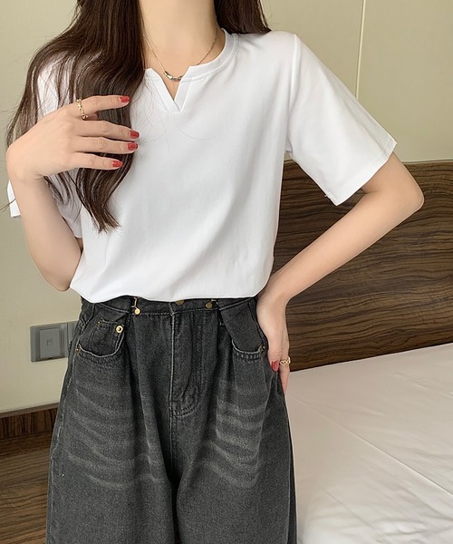 ガーリードール Girly Doll シンプルロゴTシャツ （グレー） ガーリードール Girly Doll ロゴが映える。ハーフスリーブニット