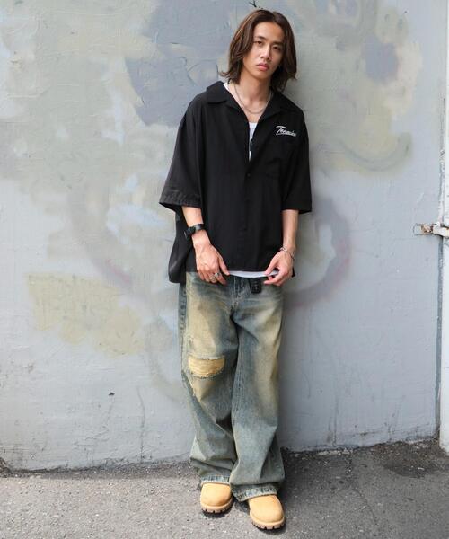 WEGO（ウィゴー）の「WEGO/オープンカラーグラフィックシャツ（シャツ/ブラウス・メンズ・ブラック系その他/ブラック・MEDIUM/LARGE）」の14枚目の写真