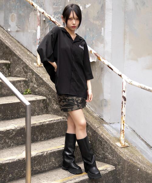 WEGO（ウィゴー）の「WEGO/オープンカラーグラフィックシャツ（シャツ/ブラウス・メンズ・ブラック系その他/ブラック・MEDIUM/LARGE）」の15枚目の写真