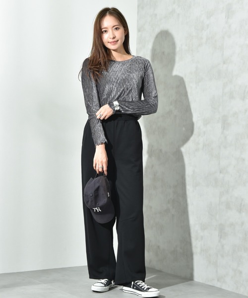 INTERPLANET（インタープラネット）の「裏毛カーブパンツ（その他パンツ・レディース・グレー/ブラック・FREE）」の3枚目の写真