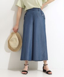 DRESKIP | 【洗える/S-LL/ひんやり】金ボタンがアクセント　大人のデニムガウチョパンツ(デニムパンツ)