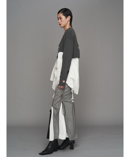 キャミブラウス　UN3D UN3D. ブラウス シャツ PATTERN MIX SHIRT CAMISOLE