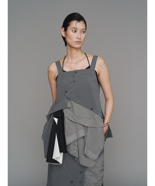 キャミブラウス　UN3D PATTERN MIX SHIRT CAMISOLE【セットアップ着用可能