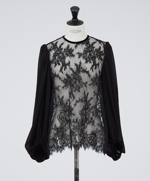 DESIGNWORKS(デザインワークス)の「BEAUVET レースフレアブラウス(シャツ/ブラウス・レディース・ブラック/オフホワイト・1)」の4枚目の写真