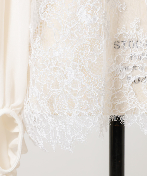 DESIGNWORKS(デザインワークス)の「BEAUVET レースフレアブラウス(シャツ/ブラウス・レディース・ブラック/オフホワイト・1)」の10枚目の写真