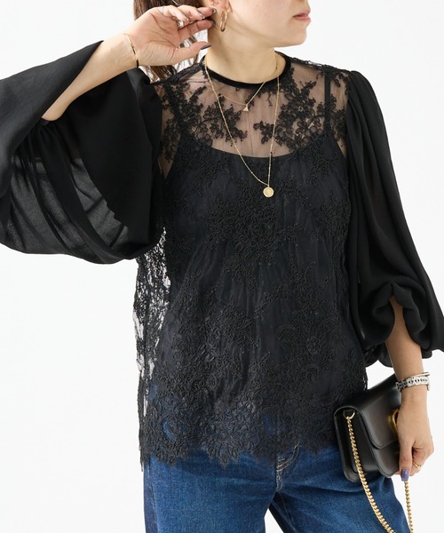 DESIGNWORKS(デザインワークス)の「BEAUVET レースフレアブラウス(シャツ/ブラウス・レディース・ブラック/オフホワイト・1)」の17枚目の写真