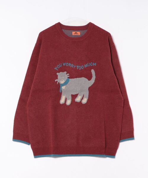 KRIFF MAYER Lady's Collection（クリフメイヤーレディースコレクション）の「【ストレッチ･チクチクしない】もちのびニット(犬派!?猫派!?)（ニット/セーター・レディース・ベージュ/チャコール/ネイビー/イエロー/レッド/ナチュラル・LARGE/MEDIUM）」の7枚目の写真