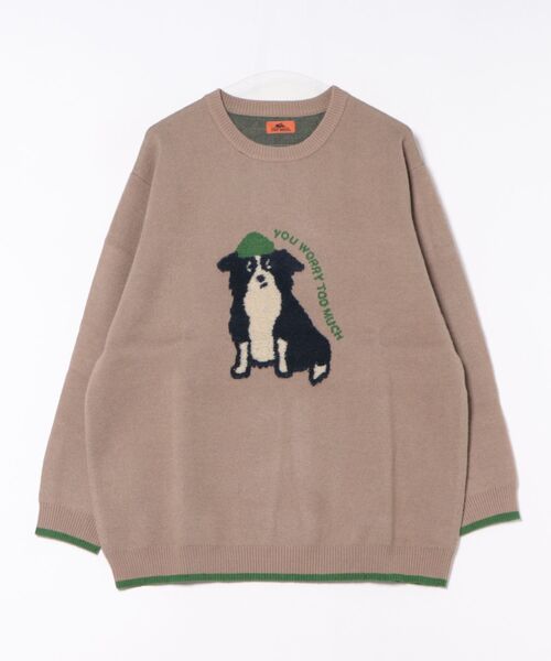 KRIFF MAYER Lady's Collection（クリフメイヤーレディースコレクション）の「【ストレッチ･チクチクしない】もちのびニット(犬派!?猫派!?)（ニット/セーター・レディース・ベージュ/チャコール/ネイビー/イエロー/レッド/ナチュラル・LARGE/MEDIUM）」の8枚目の写真