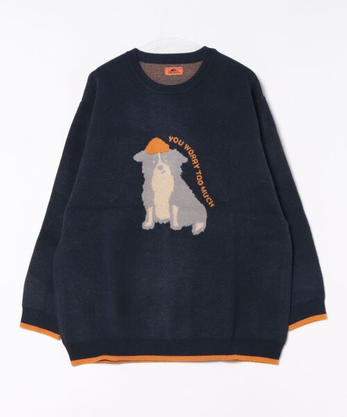 KRIFF MAYER Lady's Collection（クリフメイヤーレディースコレクション）の「【ストレッチ･チクチクしない】もちのびニット(犬派!?猫派!?)（ニット/セーター・レディース・ベージュ/チャコール/ネイビー/イエロー/レッド/ナチュラル・LARGE/MEDIUM）」の10枚目の写真