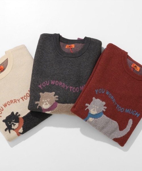 KRIFF MAYER Lady's Collection（クリフメイヤーレディースコレクション）の「【ストレッチ･チクチクしない】もちのびニット(犬派!?猫派!?)（ニット/セーター・レディース・ベージュ/チャコール/ネイビー/イエロー/レッド/ナチュラル・LARGE/MEDIUM）」の20枚目の写真