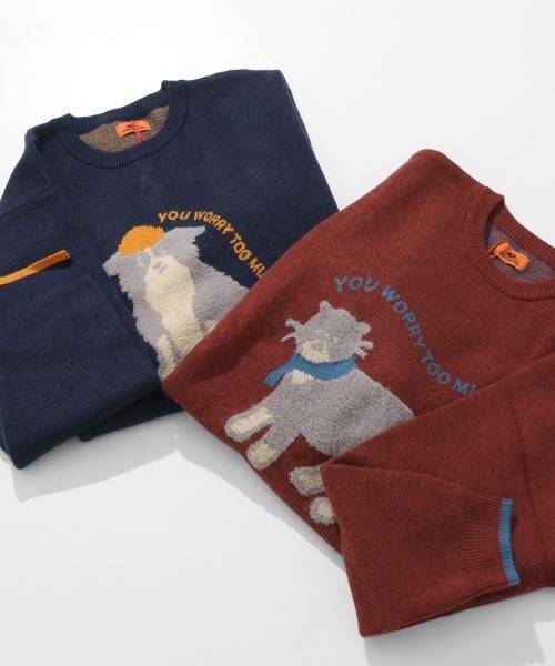 KRIFF MAYER Lady's Collection（クリフメイヤーレディースコレクション）の「【ストレッチ･チクチクしない】もちのびニット(犬派!?猫派!?)（ニット/セーター・レディース・ベージュ/チャコール/ネイビー/イエロー/レッド/ナチュラル・LARGE/MEDIUM）」の19枚目の写真