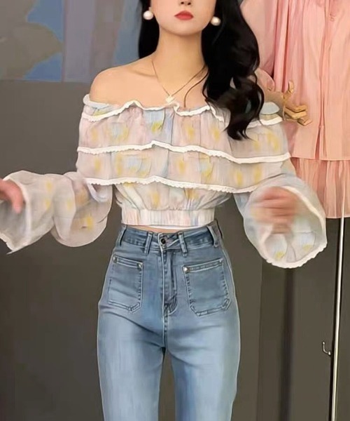 gossip！ロサンゼルス（ゴシップロサンゼルス）の「パレットカラー オフショルロングスリーブトップス（シャツ/ブラウス・レディース・マルチ・FREE）」の3枚目の写真